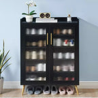5-Tier Glass Door Shoe Cabinet Entryway/Hallway/Living Room Storage Organizer