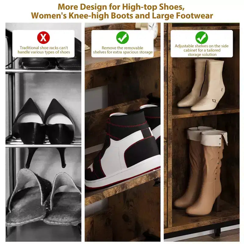 3-Drawer Rattan Shoe Storage Cabinet Freestanding Organizer for Entryway/Hallway (Easy Assembly)