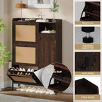 3-Drawer Rattan Shoe Storage Cabinet Freestanding Organizer for Entryway/Hallway (Easy Assembly)