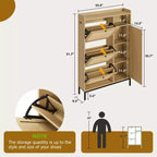 3-Drawer Rattan Shoe Storage Cabinet Freestanding Organizer for Entryway/Hallway (Easy Assembly)