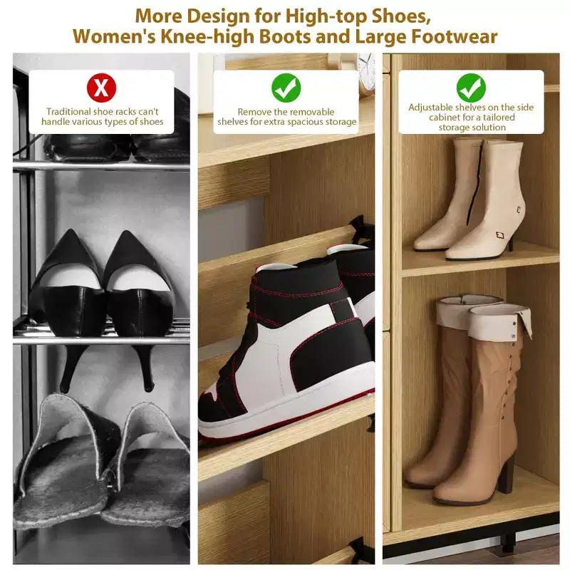 3-Drawer Rattan Shoe Storage Cabinet Freestanding Organizer for Entryway/Hallway (Easy Assembly)