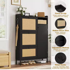 3-Drawer Rattan Shoe Storage Cabinet Freestanding Organizer for Entryway/Hallway (Easy Assembly)