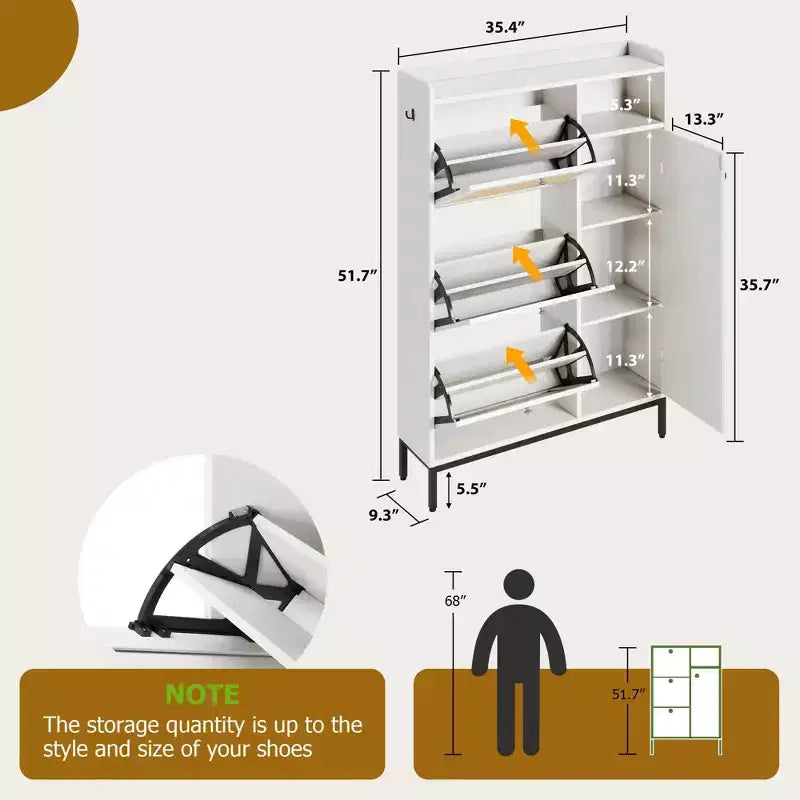 3-Drawer Rattan Shoe Storage Cabinet Freestanding Organizer for Entryway/Hallway (Easy Assembly)