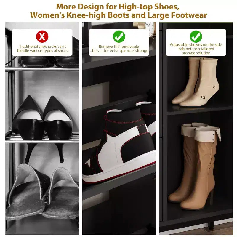 3-Drawer Rattan Shoe Storage Cabinet Freestanding Organizer for Entryway/Hallway (Easy Assembly)