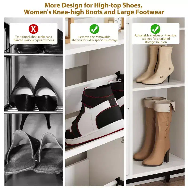 3-Drawer Rattan Shoe Storage Cabinet Freestanding Organizer for Entryway/Hallway (Easy Assembly)