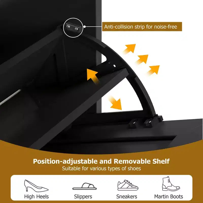 3-Drawer Rattan Shoe Storage Cabinet Freestanding Organizer for Entryway/Hallway (Easy Assembly)