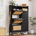 3-Drawer Rattan Shoe Storage Cabinet Freestanding Organizer for Entryway/Hallway (Easy Assembly)