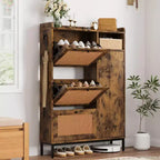 3-Drawer Rattan Shoe Storage Cabinet Freestanding Organizer for Entryway/Hallway (Easy Assembly)
