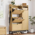 3-Drawer Rattan Shoe Storage Cabinet Freestanding Organizer for Entryway/Hallway (Easy Assembly)