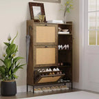 3-Drawer Rattan Shoe Storage Cabinet Freestanding Organizer for Entryway/Hallway (Easy Assembly)