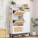 3-Drawer Rattan Shoe Storage Cabinet Freestanding Organizer for Entryway/Hallway (Easy Assembly)