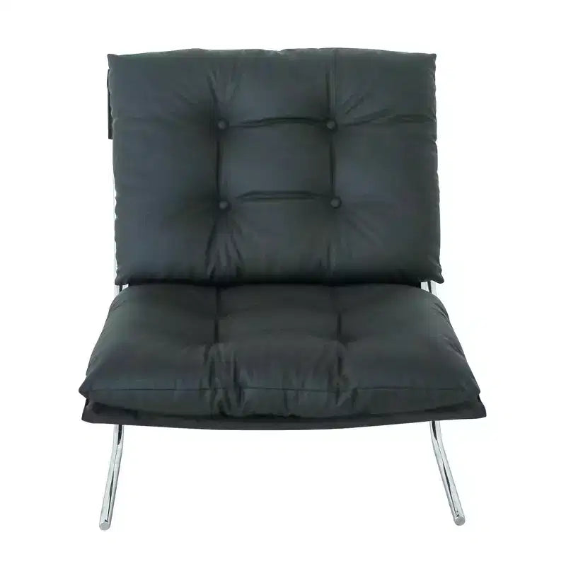Faux Leather Armchair, High Back Modern Accent Chair with Metal Legs, Oversized Sofa Chair with Soft Padded - ModernLuxe