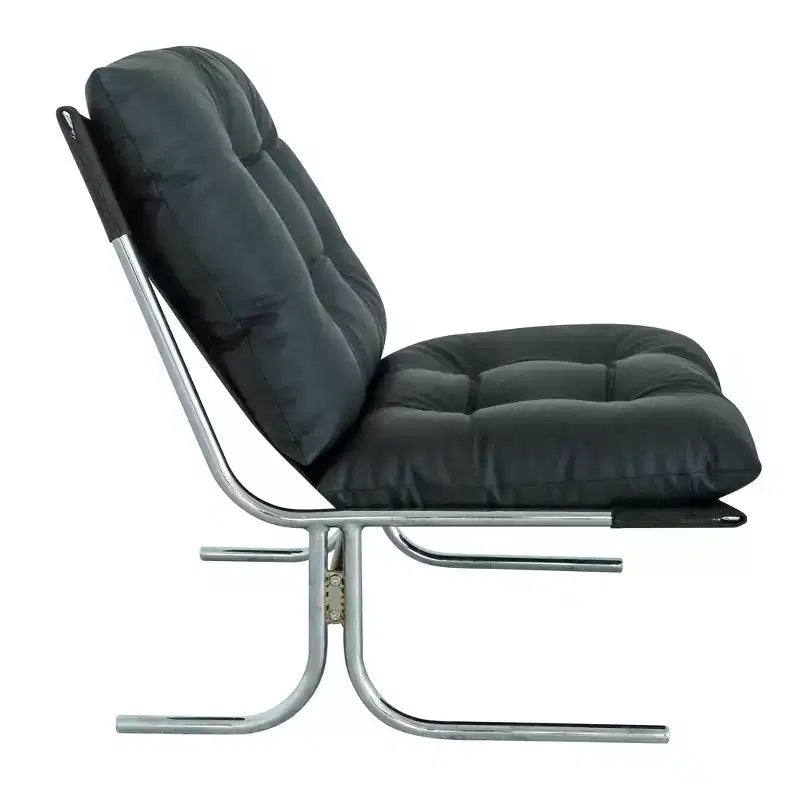 Faux Leather Armchair, High Back Modern Accent Chair with Metal Legs, Oversized Sofa Chair with Soft Padded - ModernLuxe