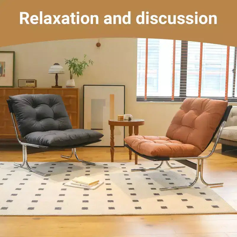 Faux Leather Armchair, High Back Modern Accent Chair with Metal Legs, Oversized Sofa Chair with Soft Padded - ModernLuxe
