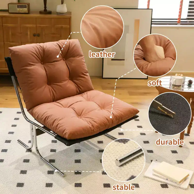 Faux Leather Armchair, High Back Modern Accent Chair with Metal Legs, Oversized Sofa Chair with Soft Padded - ModernLuxe