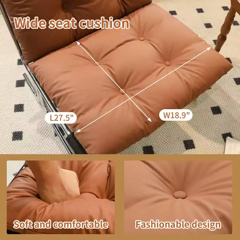 Faux Leather Armchair, High Back Modern Accent Chair with Metal Legs, Oversized Sofa Chair with Soft Padded - ModernLuxe