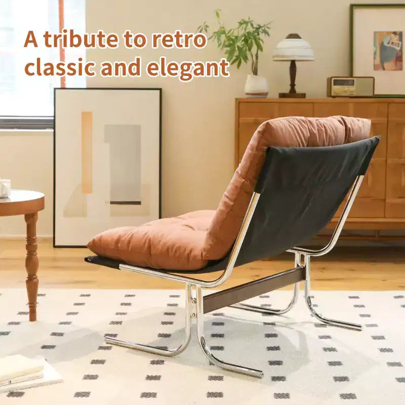 Faux Leather Armchair, High Back Modern Accent Chair with Metal Legs, Oversized Sofa Chair with Soft Padded - ModernLuxe