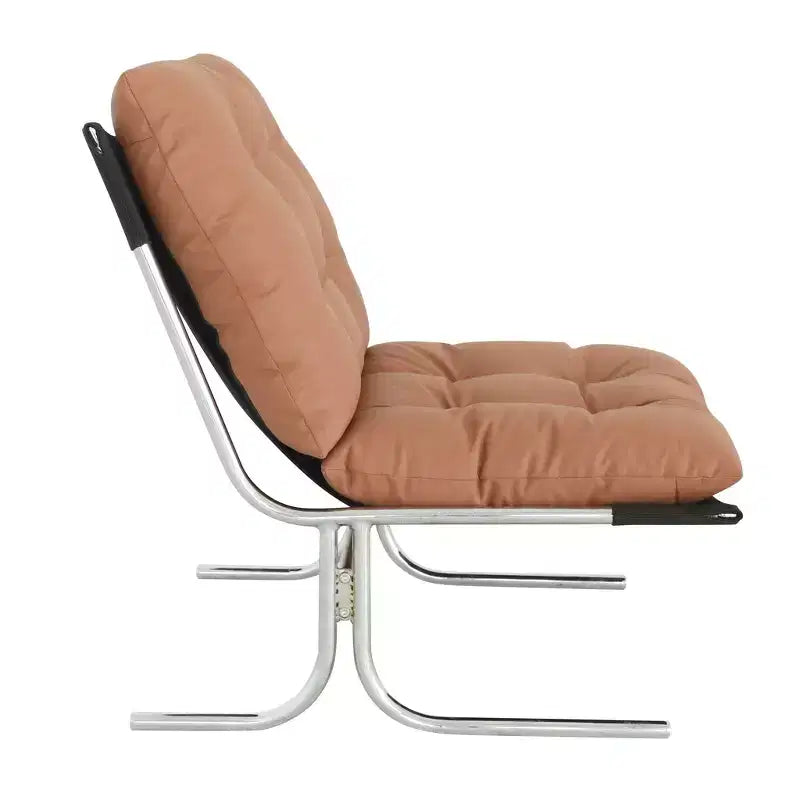 Faux Leather Armchair, High Back Modern Accent Chair with Metal Legs, Oversized Sofa Chair with Soft Padded - ModernLuxe