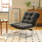 Faux Leather Armchair, High Back Modern Accent Chair with Metal Legs, Oversized Sofa Chair with Soft Padded - ModernLuxe