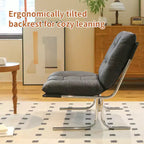 Faux Leather Armchair, High Back Modern Accent Chair with Metal Legs, Oversized Sofa Chair with Soft Padded - ModernLuxe