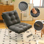 Faux Leather Armchair, High Back Modern Accent Chair with Metal Legs, Oversized Sofa Chair with Soft Padded - ModernLuxe