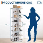 White 7-Tier Rotating Shoe Rack C 360 Spinning Organizer for Entryway/Living Room (Free-Standing Carousel Design)