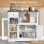 TruAIR Kitchen Microwave Cabinets with Storage, Buffet Cabinet Sideboard with 3 Doors,1 Drawer and Adjustable Shelves, Pantry Storage Cabinet for Room