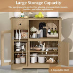 TruAIR Kitchen Microwave Cabinets with Storage, Buffet Cabinet Sideboard with 3 Doors,1 Drawer and Adjustable Shelves, Pantry Storage Cabinet for Room