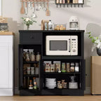 TruAIR Kitchen Microwave Cabinets with Storage, Buffet Cabinet Sideboard with 3 Doors,1 Drawer and Adjustable Shelves, Pantry Storage Cabinet for Room