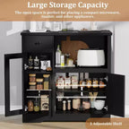 TruAIR Kitchen Microwave Cabinets with Storage, Buffet Cabinet Sideboard with 3 Doors,1 Drawer and Adjustable Shelves, Pantry Storage Cabinet for Room