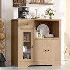 TruAIR Kitchen Microwave Cabinets with Storage, Buffet Cabinet Sideboard with 3 Doors,1 Drawer and Adjustable Shelves, Pantry Storage Cabinet for Room