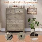 5 Drawer Dresser for Bedroom, Modern Tall Dresser Organizer with Storage Drawers, Wooden Chests of Drawers for Bedroom, Entryway, Hallway,Home Office