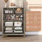 5 Drawer Dresser for Bedroom, Modern Tall Dresser Organizer with Storage Drawers, Wooden Chests of Drawers for Bedroom, Entryway, Hallway,Home Office