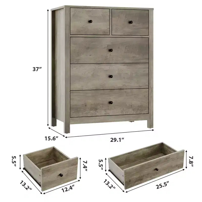 5 Drawer Dresser for Bedroom, Modern Tall Dresser Organizer with Storage Drawers, Wooden Chests of Drawers for Bedroom, Entryway, Hallway,Home Office