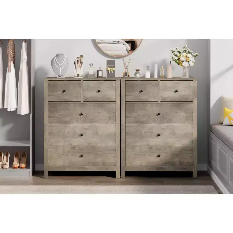 5 Drawer Dresser for Bedroom, Modern Tall Dresser Organizer with Storage Drawers, Wooden Chests of Drawers for Bedroom, Entryway, Hallway,Home Office