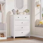 5 Drawer Dresser for Bedroom, Modern Tall Dresser Organizer with Storage Drawers, Wooden Chests of Drawers for Bedroom, Entryway, Hallway,Home Office