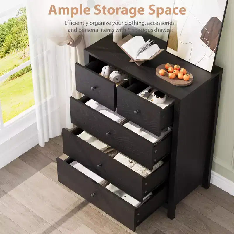 5 Drawer Dresser for Bedroom, Modern Tall Dresser Organizer with Storage Drawers, Wooden Chests of Drawers for Bedroom, Entryway, Hallway,Home Office