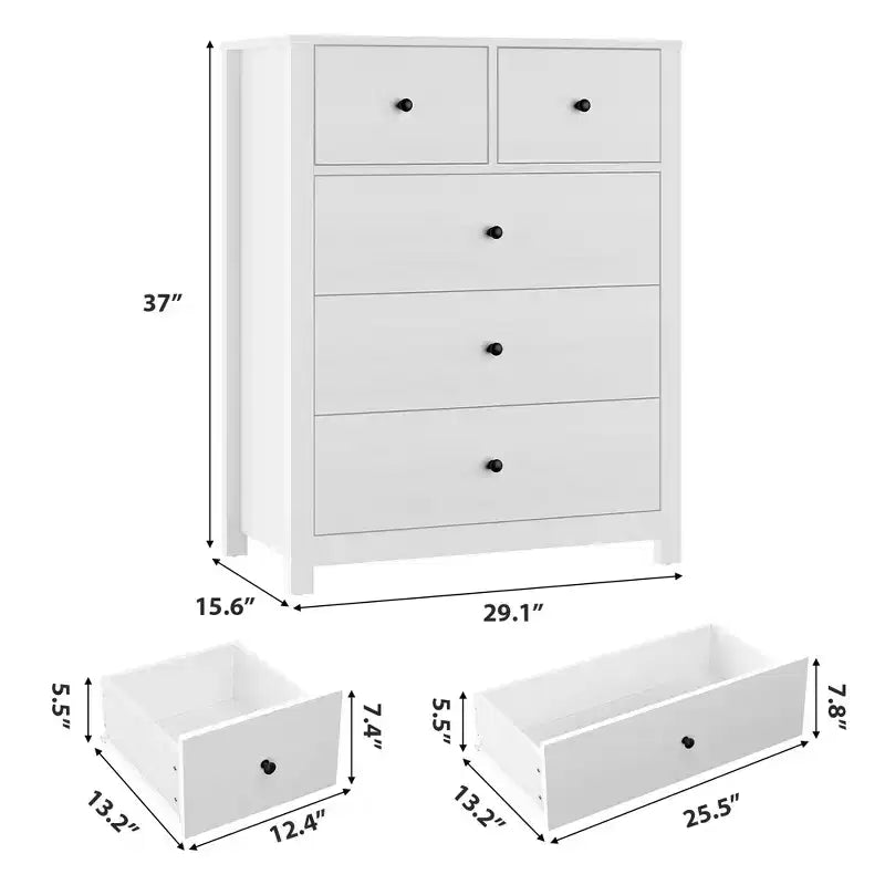 5 Drawer Dresser for Bedroom, Modern Tall Dresser Organizer with Storage Drawers, Wooden Chests of Drawers for Bedroom, Entryway, Hallway,Home Office