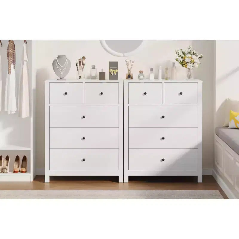 5 Drawer Dresser for Bedroom, Modern Tall Dresser Organizer with Storage Drawers, Wooden Chests of Drawers for Bedroom, Entryway, Hallway,Home Office