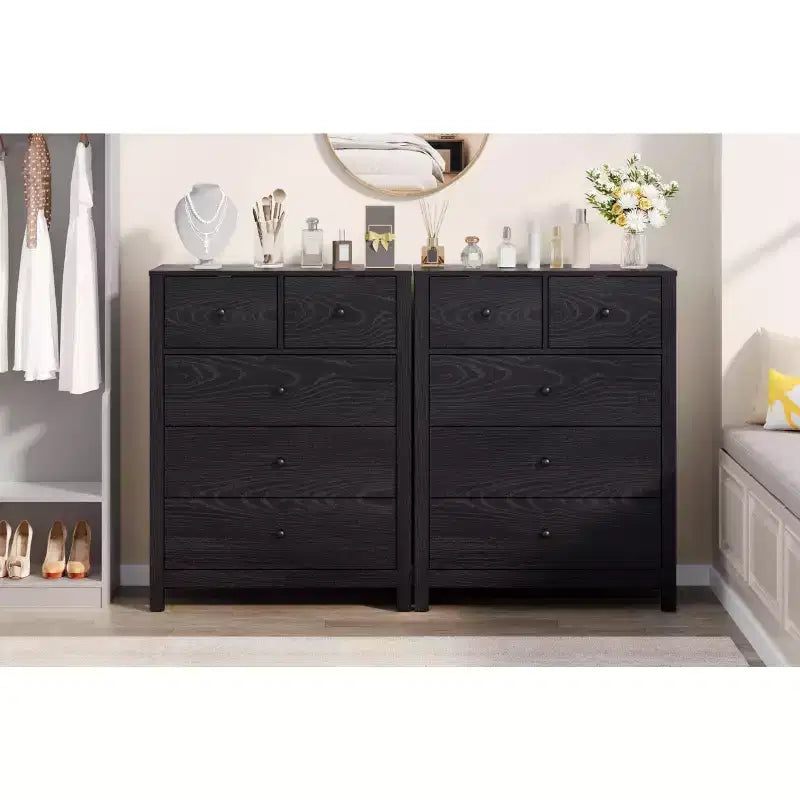 5 Drawer Dresser for Bedroom, Modern Tall Dresser Organizer with Storage Drawers, Wooden Chests of Drawers for Bedroom, Entryway, Hallway,Home Office