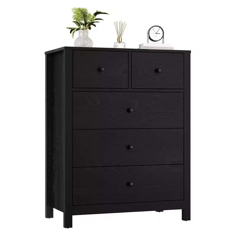 5 Drawer Dresser for Bedroom, Modern Tall Dresser Organizer with Storage Drawers, Wooden Chests of Drawers for Bedroom, Entryway, Hallway,Home Office