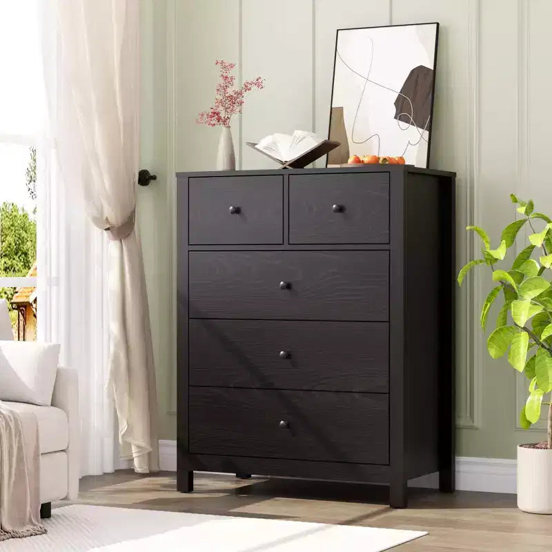 5 Drawer Dresser for Bedroom, Modern Tall Dresser Organizer with Storage Drawers, Wooden Chests of Drawers for Bedroom, Entryway, Hallway,Home Office