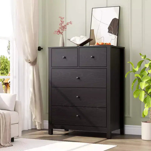 5 Drawer Dresser for Bedroom, Modern Tall Dresser Organizer with Storage Drawers, Wooden Chests of Drawers for Bedroom, Entryway, Hallway,Home Office