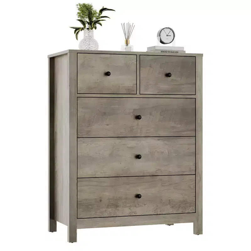 5 Drawer Dresser for Bedroom, Modern Tall Dresser Organizer with Storage Drawers, Wooden Chests of Drawers for Bedroom, Entryway, Hallway,Home Office