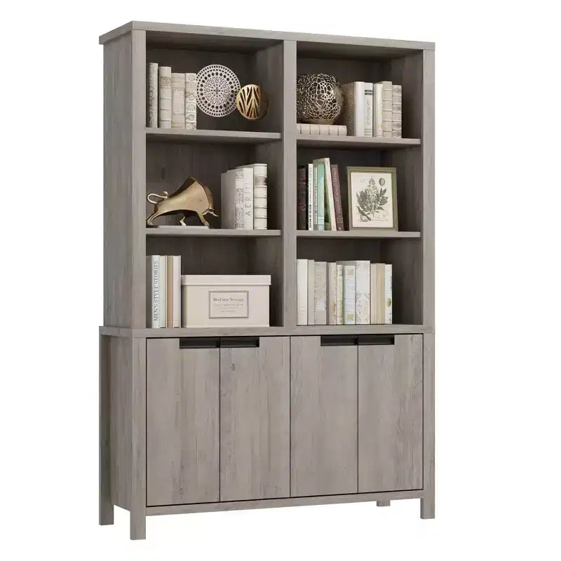 GustoWave 74.5 Tall Bookshelf with Double Storage, 6-Tier Large Bookshelf, Double Wide Bookshelves,for Livingroom Office Library,Gray