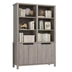 GustoWave 74.5 Tall Bookshelf with Double Storage, 6-Tier Large Bookshelf, Double Wide Bookshelves,for Livingroom Office Library,Gray