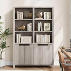 GustoWave 74.5 Tall Bookshelf with Double Storage, 6-Tier Large Bookshelf, Double Wide Bookshelves,for Livingroom Office Library,Gray