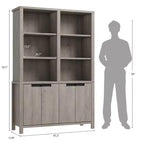 GustoWave 74.5 Tall Bookshelf with Double Storage, 6-Tier Large Bookshelf, Double Wide Bookshelves,for Livingroom Office Library,Gray