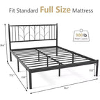 Full Size Metal Bed Frame - Heavy Duty Platform Bed Frame with Storage, Steel Supports, No Box Spring Required, Easy Assembly, No Noise, Black