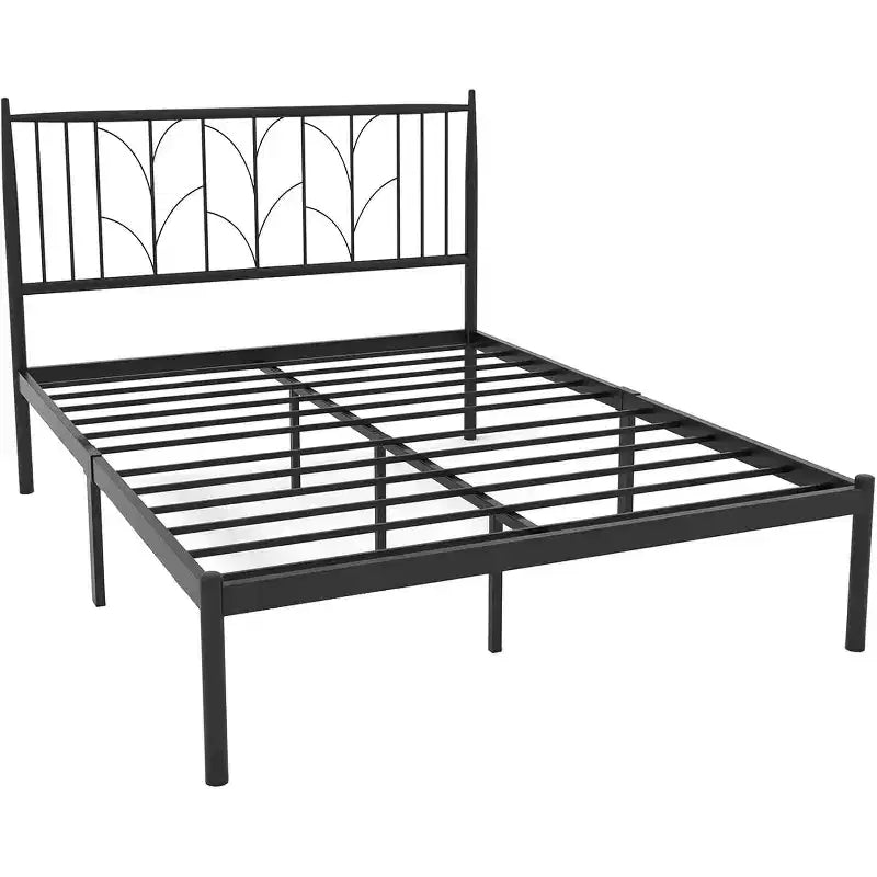 Full Size Metal Bed Frame - Heavy Duty Platform Bed Frame with Storage, Steel Supports, No Box Spring Required, Easy Assembly, No Noise, Black
